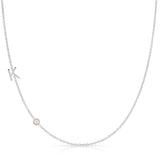 Monogram Necklace with Birthstone - Pearl