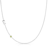 Monogram Necklace with Birthstone - Peridot
