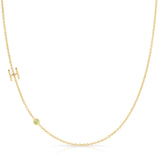 Monogram Necklace with Birthstone - Peridot