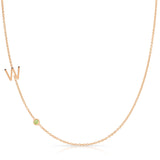 Monogram Necklace with Birthstone - Peridot