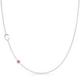 Monogram Necklace with Birthstone - Pink Tourmaline