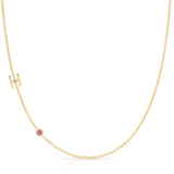 Monogram Necklace with Birthstone - Pink Tourmaline