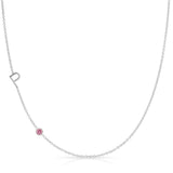 Monogram Necklace with Birthstone - Pink Tourmaline