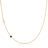 Monogram Necklace with Birthstone - Sapphire