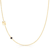 Monogram Necklace with Birthstone - Sapphire