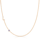 Monogram Necklace with Birthstone - Tanzanite
