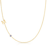 Monogram Necklace with Birthstone - Tanzanite