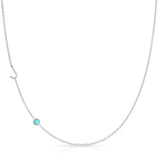 Monogram Necklace with Birthstone - Turquoise