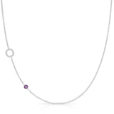 Pavé Monogram Necklace with Birthstone - Amethyst