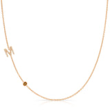 Pavé Monogram Necklace with Birthstone - Citrine