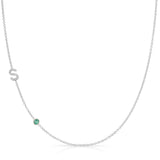 Pavé Monogram Necklace with Birthstone - Emerald