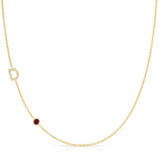 Pavé Monogram Necklace with Birthstone - Garnet