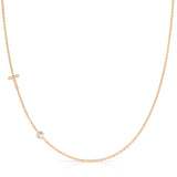Pavé Monogram Necklace with Birthstone - Moonstone