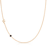 Pavé Monogram Necklace with Birthstone - Onyx