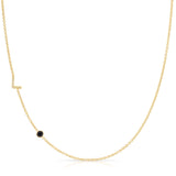 Pavé Monogram Necklace with Birthstone - Onyx