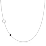 Pavé Monogram Necklace with Birthstone - Onyx