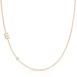 Pavé Monogram Necklace with Birthstone - Opal