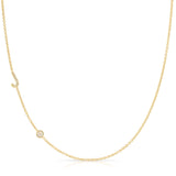 Pavé Monogram Necklace with Birthstone - Opal