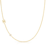 Pavé Monogram Necklace with Birthstone - Pearl