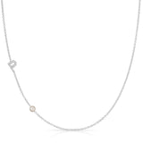 Pavé Monogram Necklace with Birthstone - Pearl