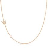 Pavé Monogram Necklace with Birthstone - Pearl
