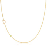 Pavé Monogram Necklace with Birthstone - Peridot