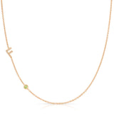 Pavé Monogram Necklace with Birthstone - Peridot