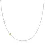 Pavé Monogram Necklace with Birthstone - Peridot