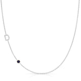 Pavé Monogram Necklace with Birthstone - Sapphire