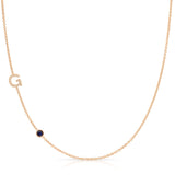 Pavé Monogram Necklace with Birthstone - Sapphire
