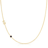 Pavé Monogram Necklace with Birthstone - Sapphire
