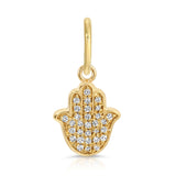 14K Diamond Lucky Hamsa Charm