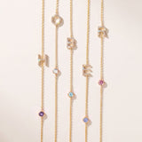 Pavé Monogram Necklace with Birthstone - Aquamarine