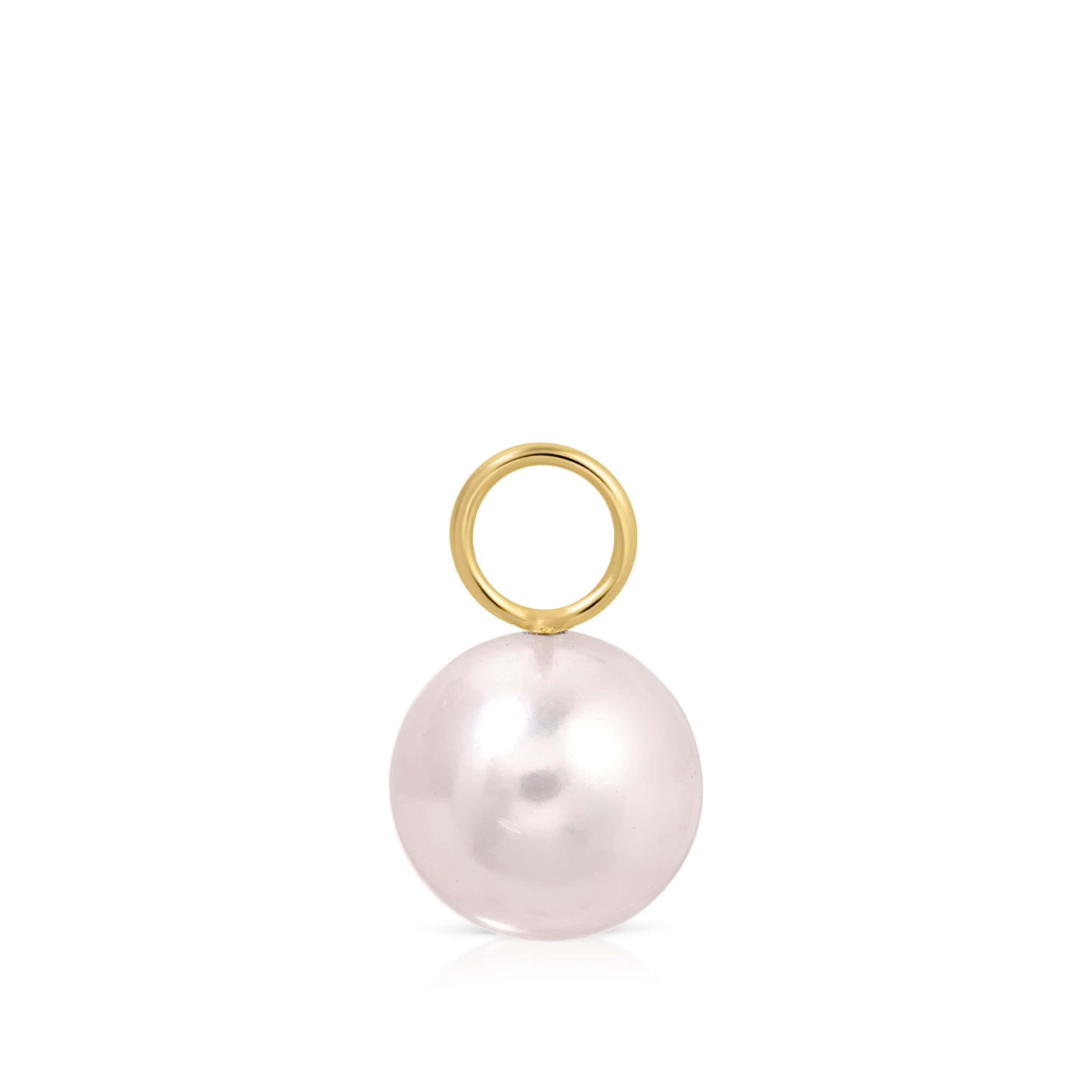 Maya Brenner Maxi Pearl Earring Charm — 9mm freshwater pearl on 14k gold bail, white background product shot.