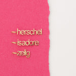 tiny nameplate vertical pendant charms gold 'herschel isadore zelig'
