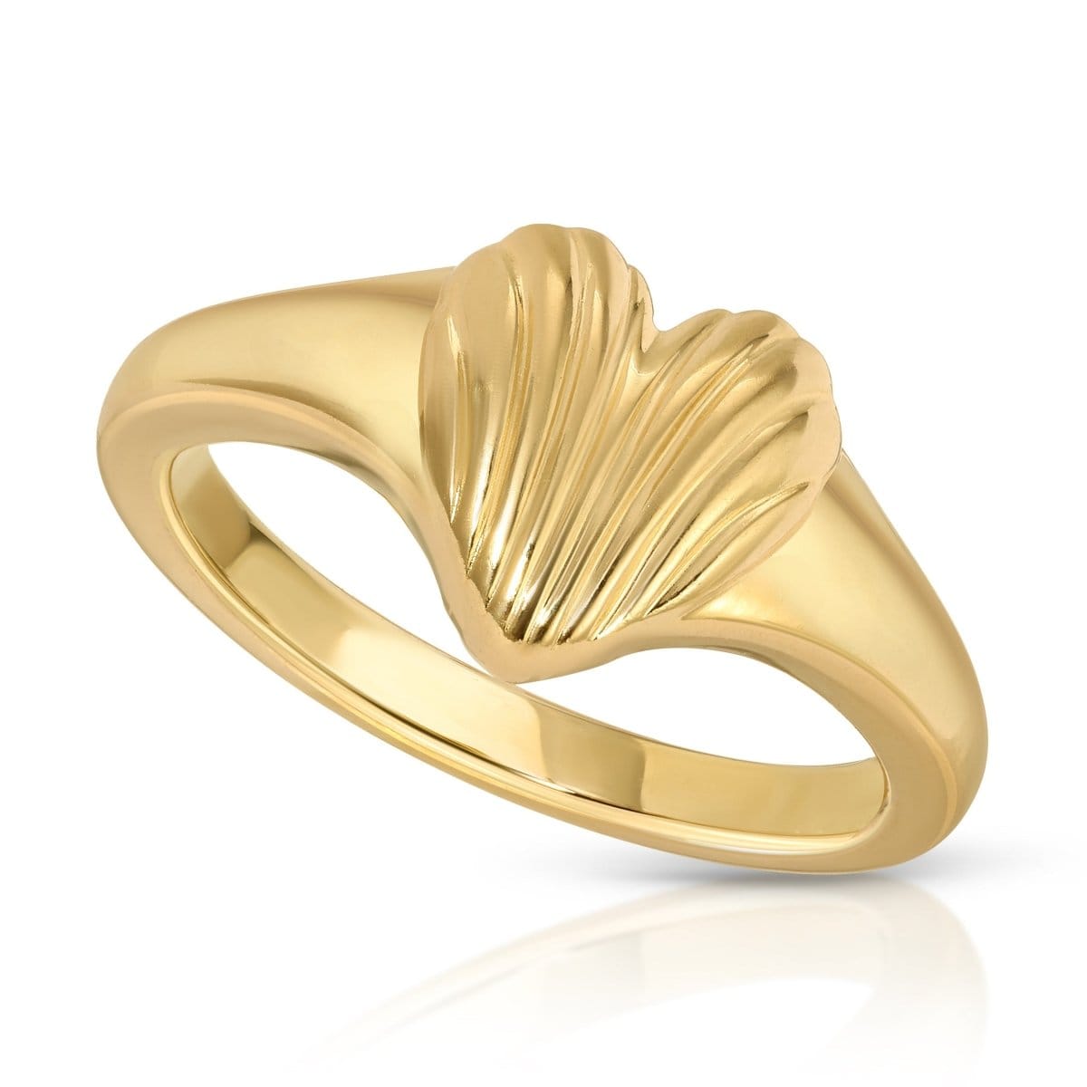 A Pinky Promise Ring on yellow gold on a white background. 