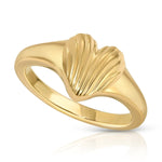 A Pinky Promise Ring on yellow gold on a white background. 