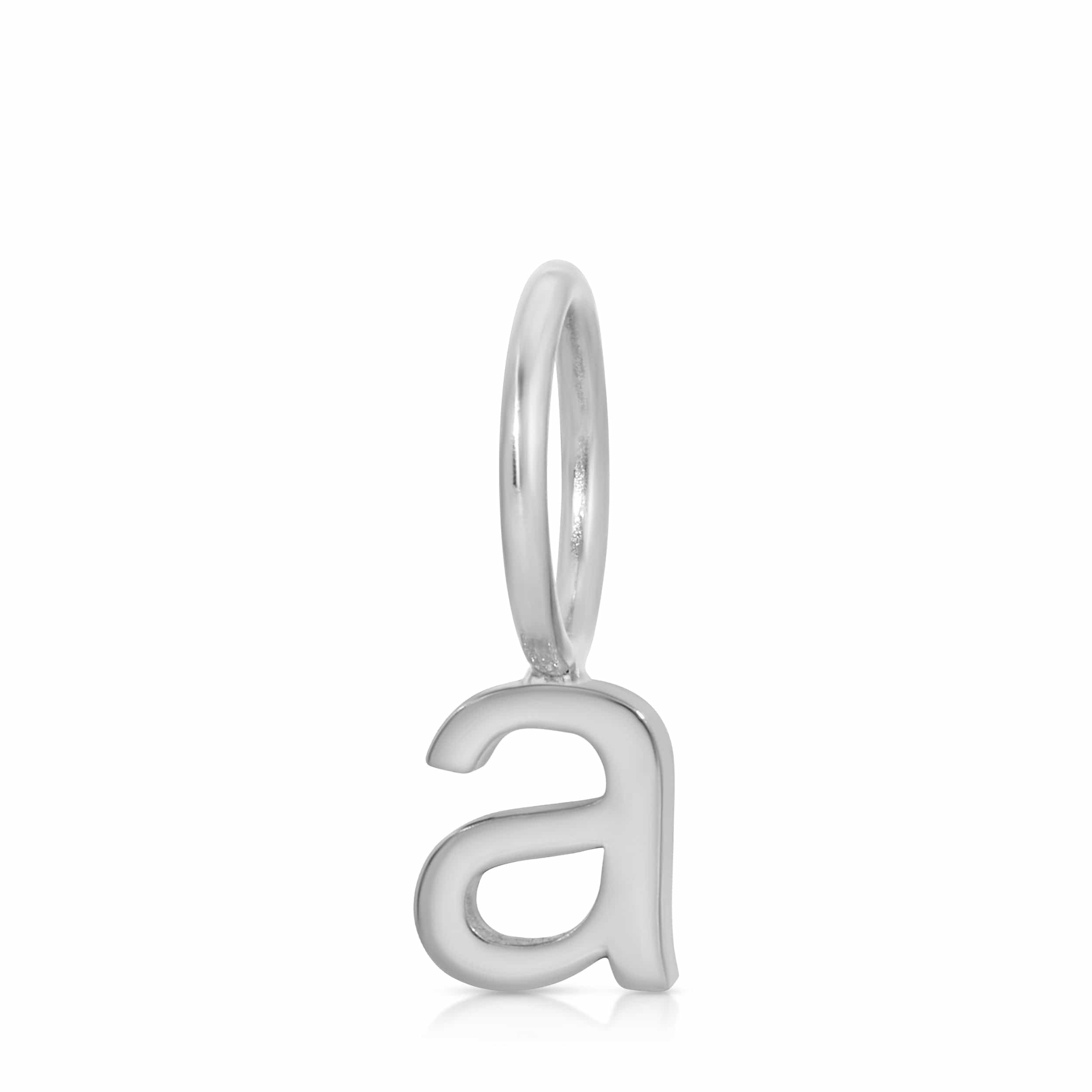 
white gold 'a' pendant on a white background