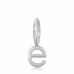 white gold  letter 'e' pendant on a white background