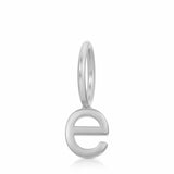 white gold  letter 'e' pendant on a white background