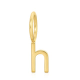 Gold letter 'h' pendant on a white background