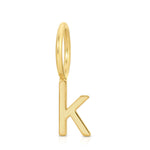 Gold letter 'K' pendant on a white background