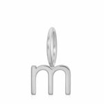 white gold  letter 'm' pendant on a white background