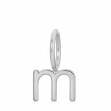 white gold  letter 'm' pendant on a white background