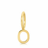 Gold letter 'o' pendant on a white background