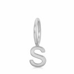 white gold letter 'S' charm on a white background