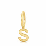 Gold letter 'S' pendant on a white background