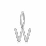 white gold 'w' pendant on a white background