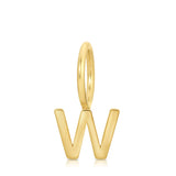 Gold letter 'W' pendant on a white background