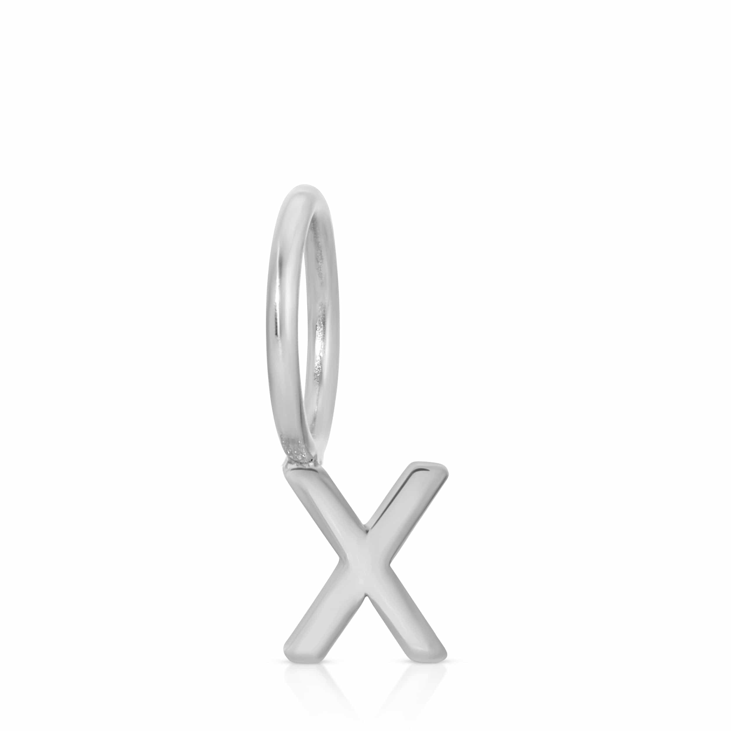 white gold 'x' pendant on a white background